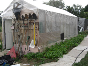 A-Frame House with tool storage rack